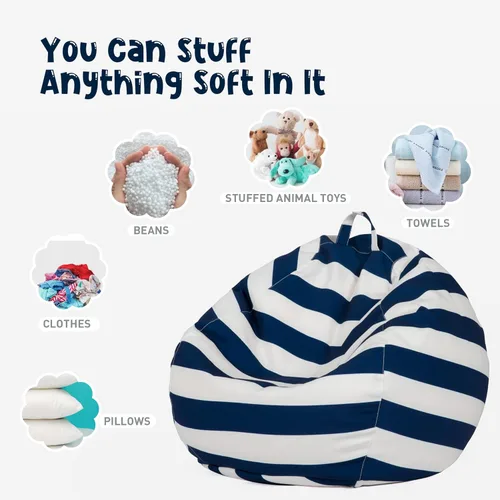 Miniatura 4 de Funda para puf de almacenamiento de animales de peluche, solo para niños y niñas, puf grande sin relleno para organizar juguetes de felpa suave