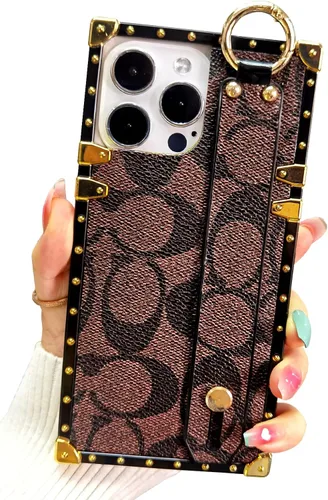 Miniatura 22 de Funda Rectangular de Cuero de Lujo para Teléfono Diseñada para Samsung Galaxy S23 Ultra Funda Linda con Correa de Muñeca Anti Caídas Protectora