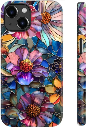 Miniatura 82 de Funda para iPhone 12 Mini, compatible con carga inalámbrica, protección de doble capa con elegante diseño de flores silvestres, silicona suave +