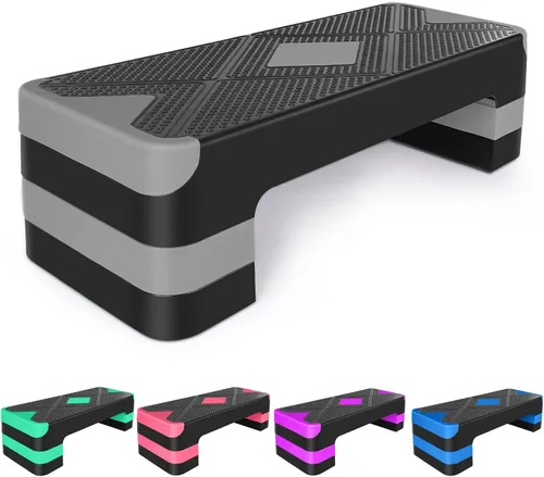 Adjustable Exercise Workout Aerobic Stepper Step Platform Trainer Gris