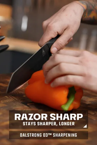 Miniatura 2 de Dalstrong Santoku - Cuchillo de 7 pulgadas, serie Shadow Black, cuchillo de cocina extremadamente afilado, recubierto de nitruro de titanio negro
