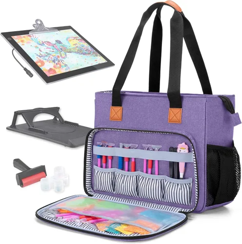 LUXJA Estuche de transporte para almohadilla de luz A4 y accesorios de pintura de diamante, bolsa de almacenamiento para herramientas de pintura de