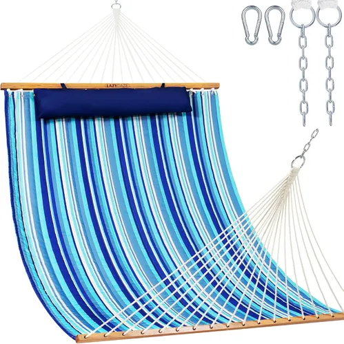 Miniatura 14 de Lazy Daze Hammocks - Hamaca doble de tela acolchada de 12 pies con barras de suspensión y almohada desmontable, capacidad de carga de 450 libras