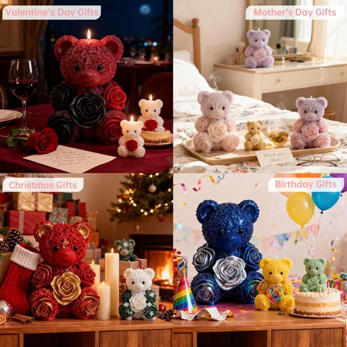 Miniatura 9 de 2 moldes de silicona de oso de rosas, moldes para hacer velas de oso de peluche 3D, adorno para moldes de resina epoxi para manualidades, molde