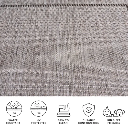 Miniatura 8 de SAFAVIEH Alfombra lavable al aire libre Courtyard Collection - 2'3" x 5', beige y negro, no desprende pelusa y fácil de limpiar, ideal para patio