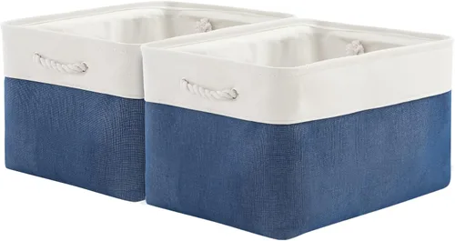 Miniatura 37 de Cesta de organización y almacenamiento para estantes - Paquete pequeño de 6 cestas de almacenamiento de tela plegables para organizar con asa