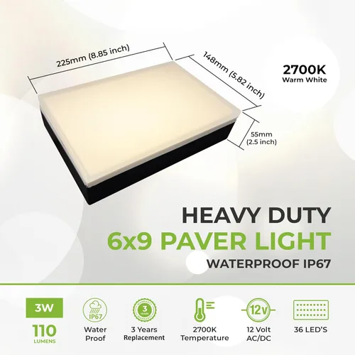 Miniatura 3 de LUMENGY Luz para Adoquines de 6X9 Pulgadas (5.82 x 8.85 pulgadas) 2700K, Iluminación de Ladrillos para Adoquines, Entradas de Vehículos, Senderos