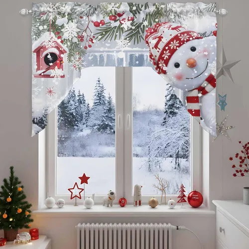 Bonito muñeco de nieve, cenefa de cocina, cenefa con bolsillo para barra, paneles de cortina para dormitorio, sala de estar, baño, cafetería,