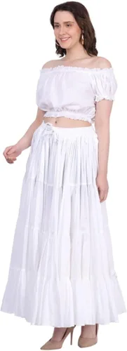 Miniatura 6 de Wevez Falda gitana 25 yardas color liso de algodón para mujer