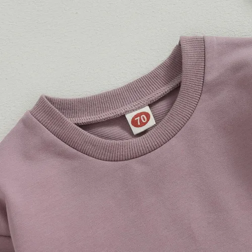 Miniatura 3 de Mameluco de manga larga con bloques de color para bebé, niño, niña, con bolsillo, cuello redondo, sudadera básica para otoño e invierno