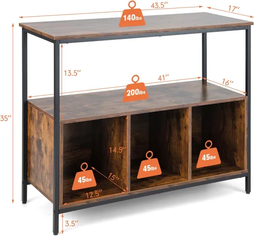 Miniatura 3 de Giantex Aparador de buffet, armario de madera, despensa de cocina con encimera espaciosa, estante abierto grande, armario de almacenamiento de 3