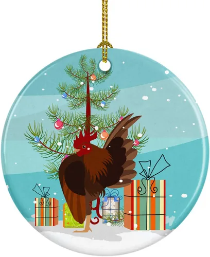 Miniatura 100 de Caroline's Treasures Adorno de cerámica de Navidad pintado o de codorniz chino, decoración colgante de árbol de Navidad verde azulado para el hogar