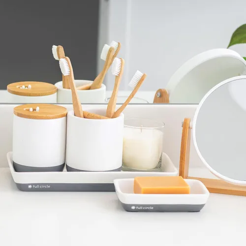 Miniatura 4 de Full Circle Keep, Tray, Love - Bandeja organizadora de cerámica para baño y cocina, color blanco