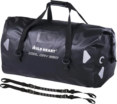 Miniatura 9 de WILD HEART Bolsa de lona impermeable para motocicleta, PVC500D, doble parte inferior, con correas de cuerda y bolsillo interior, 40L, 66L, 100L, 66L