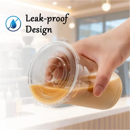 Miniatura 4 de 100 juegos de vasos de plástico transparente de 16 onzas con tapas y pajitas, BPA libre y a prueba de fugas, vasos desechables de plástico para café