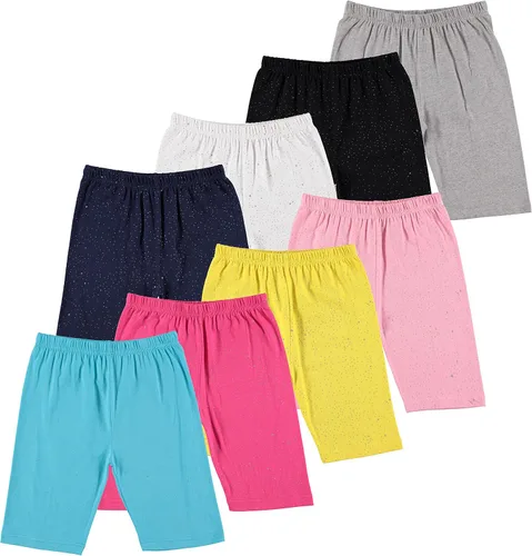 Pink Angel Pantalones cortos de bicicleta de algodón y elastano para niños y niñas, pantalones deportivos lisos de baile, paquete de 8, colores