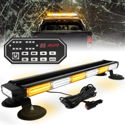 Miniatura 11 de ASPL - Barra de luces estroboscópicas de 66 cm, 126 LED, de emergencia, para techo, doble cara, con controlador, intermitente, de advertencia, luz