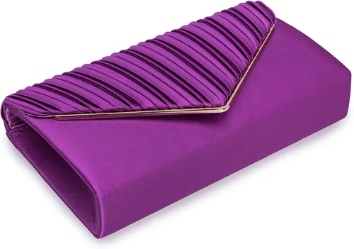 Miniatura 4 de Bolso de noche elegante para mujer, bolso de mano de satén plisado para bodas, bailes, eventos formales