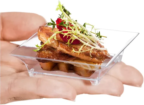 Miniatura 5 de Kingrol 150 platos de postre de plástico, mini mini platos cuadrados desechables para postres, aperitivos, salsas, degustaciones
