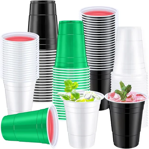 Miniatura 9 de Jingmore 90 vasos de plástico desechables para fiestas de neón, vasos de plástico desechables de 16 onzas, fiestas, matrimonios, despedidas