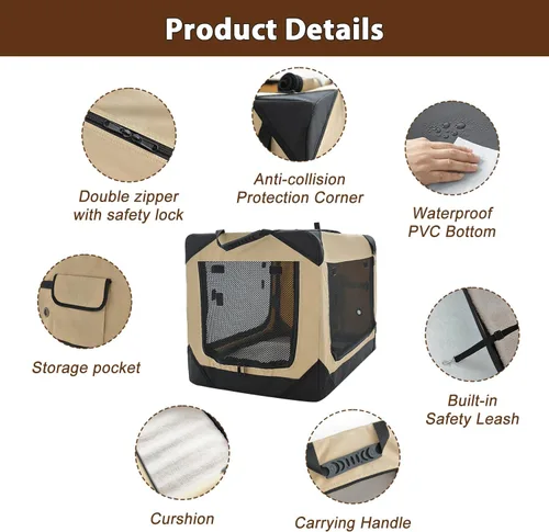 Miniatura 2 de Garnpet Jaula Plegable Suave para Perros de 36 Pulgadas para Perros Grandes, Jaula de Viaje Plegable de 4 Puertas con Ventanas de Malla Duraderas