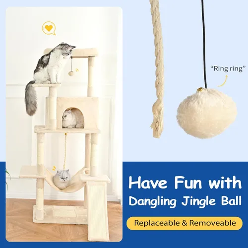 Miniatura 4 de Cat Craft Cat Tree - Torre para gatos de 63 pulgadas para gatos de interior, árbol de gato de varios niveles para gatos grandes, 20 libras + torre