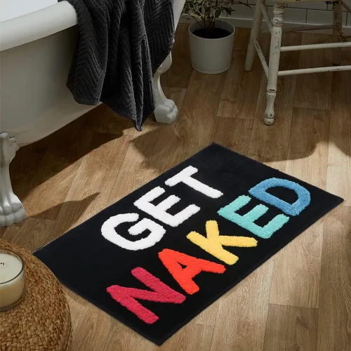 Get Naked - Alfombra de baño antideslizante, absorbente, divertida decoración de baño, alfombra de baño multicolor para bañera y ducha, lavable a