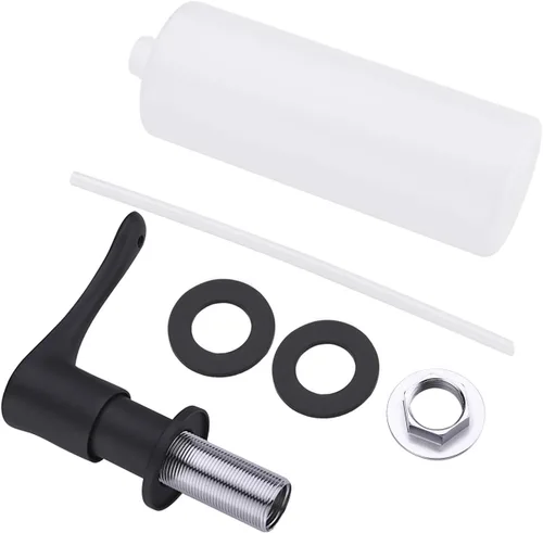 Miniatura 8 de Dispensador de jabón para fregadero de cocina, dispensador de fregadero integrado negro con cabezal de bomba de latón macizo, resistente a
