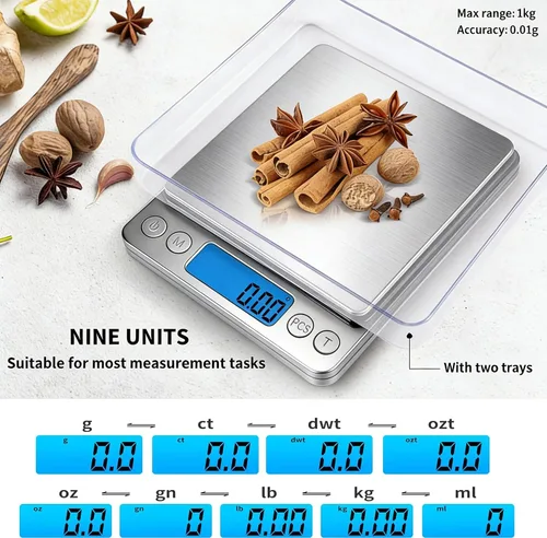 Miniatura 5 de Báscula digital de gramos, 35.27 oz/0.00 oz, báscula para alimentos y gramos, báscula de cocina con carga USB mejorada para cocinar, hornear