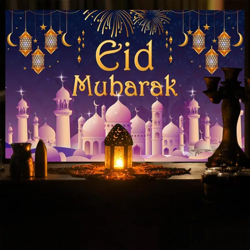 Miniatura 7 de Decoraciones de Ramadán para el hogar - 71 x 44 en Ramadán Banner Mubarak Mesa Mubarak Signo Telón de fondo Favores Colgantes Decoraciones