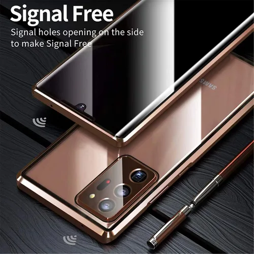 Miniatura 4 de Funda magnética de privacidad para Samsung Galaxy Note 10, dorado, vidrio templado, antiespía, protección de cuerpo completo, soporte