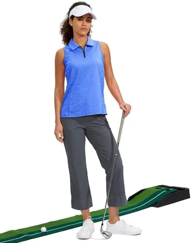 Miniatura 7 de Viodia Camiseta de golf sin mangas para mujer, con cremallera, de secado rápido, camisetas polo para mujer, ropa de golf
