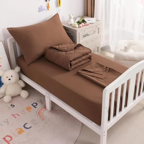 Miniatura 14 de NTBAY Juego de edredón Twin con sábanas, juego de ropa de cama Twin suave y transpirable de 5 piezas, cama Twin en una bolsa, juego de edredón Gris