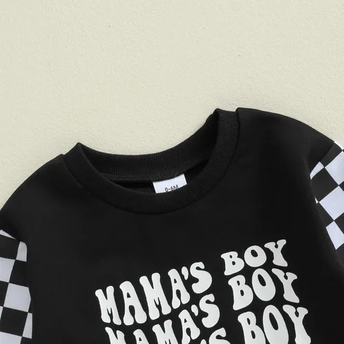 Miniatura 5 de Sudadera de rugby con letras bordadas para bebé y niño, con cintura elástica, ropa para bebés