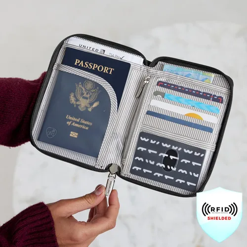 Miniatura 5 de Travelon Cartera con Cremallera para Pasaporte con Bloqueo RFID Cartera para Pasaporte, Negro