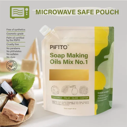 Miniatura 4 de Pifito Kit de fabricación de jabón de proceso frío │ Mezcla de aceites No. 1 Mezcla de aceites premedidos de 60 onzas, paquete de 8 muestras de Kit