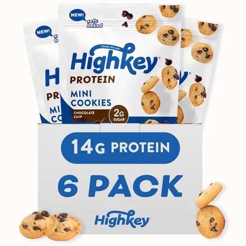 Miniatura 8 de HighKey Galletas con chispas de chocolate con proteínas, bajas en azúcar, alto en proteínas, paquete de 3, 2.25 onzas, galletas bajas