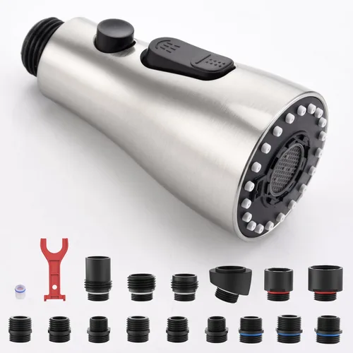 Miniatura 10 de Cabezal Rociador de Repuesto para Grifo de Cocina Extraíble, 15 Conectores, Boquilla de Repuesto de Rociador de Fregadero Extraíble de 3 Funciones