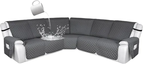 Miniatura 23 de HDCAXKJ Fundas de sofá seccional reclinable 100% impermeable, forma de L, funda de sofá reclinable lavable acolchada suave para mascotas, perro