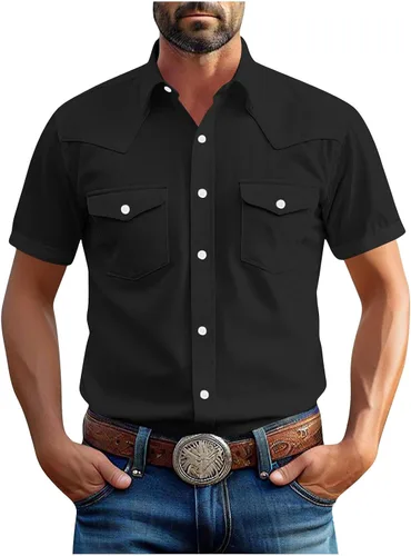 Miniatura 15 de Men's Short Sleeve Button Down Shirts Cargo Shirt Fashion Casual Summer Beach Shirts Business Work Basic Tee Tops