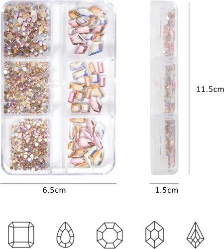 Miniatura 6 de Diamantes de imitación para uñas, gemas para arte de uñas, cristales rosas Ab, cristales de cristal multiformas, diamantes de imitación de parte