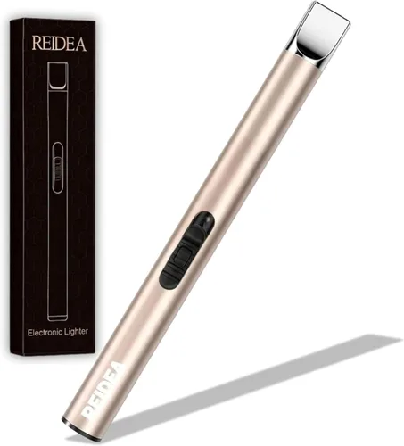 REIDEA Encendedor de vela electrónico de arco resistente al viento, recargable por USB, sin llama, con botón de seguridad para el hogar, S4, color