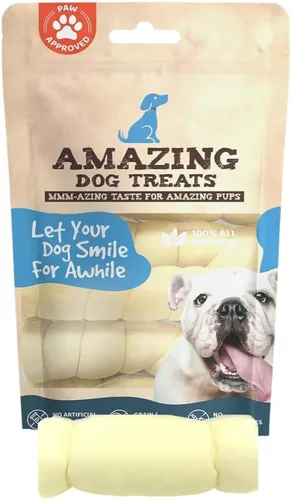 Amazing Dog Treats - Rollos de mejillas de ternera (4 pulgadas regulares - 8 piezas) - Masticables alternativos seguros de cuero crudo para perros -