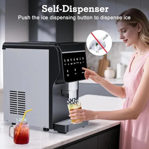 Miniatura 4 de Nugget - Máquina de hielo de pellets masticables de 66 libras/24 horas, almacenamiento de hielo integrado de 6 libras, función de autolimpieza