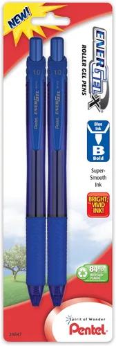 Miniatura 7 de Pentel EnerGel-X - Lapicera de gel líquido retráctil, punta de 0,7 mm de metal, trazo medio, 3 unidades, Azul