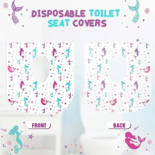 Miniatura 4 de Kosiz 50 fundas de asiento de inodoro desechables extra grandes para niños y adultos en baños públicos, fundas de asiento de inodoro portátiles