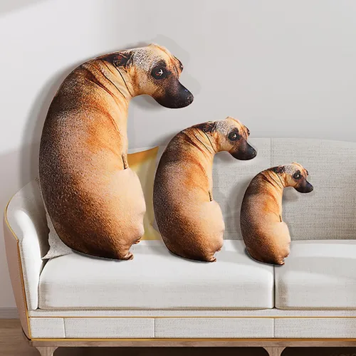 Miniatura 3 de Almohada para perro, almohada realista de Shiba Inu en 3D, divertido cojín de felpa con forma de perro, cojín de silla de animal novedoso