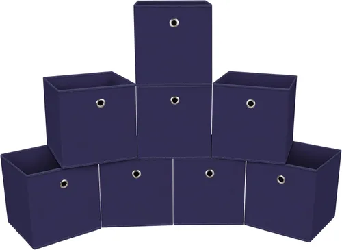 Miniatura 20 de Cubos de Almacenamiento Plegables Negros Contenedores, Cubos de Almacenamiento de Tela de 11 Pulgadas, Cajas de Almacenamiento de Tela, Cubos