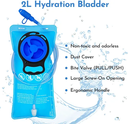 Miniatura 7 de Tactical Hydration Backpack 2L Water Bladder - Lightweight Durable Pack for Hiking, Running, Outdoor Adventures, Adjustable Straps & Leak-Proof