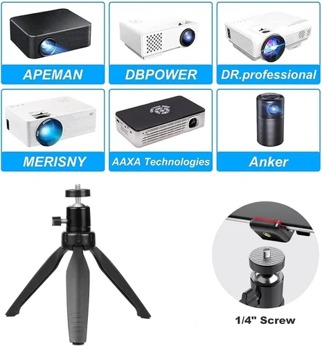 Miniatura 3 de Soporte de trípode para mini proyector compatible con APEMAN, DR. J Upgrade, DBPOWER, Anker, Artlii, LoongSon, AAXA Technologies y la mayoría